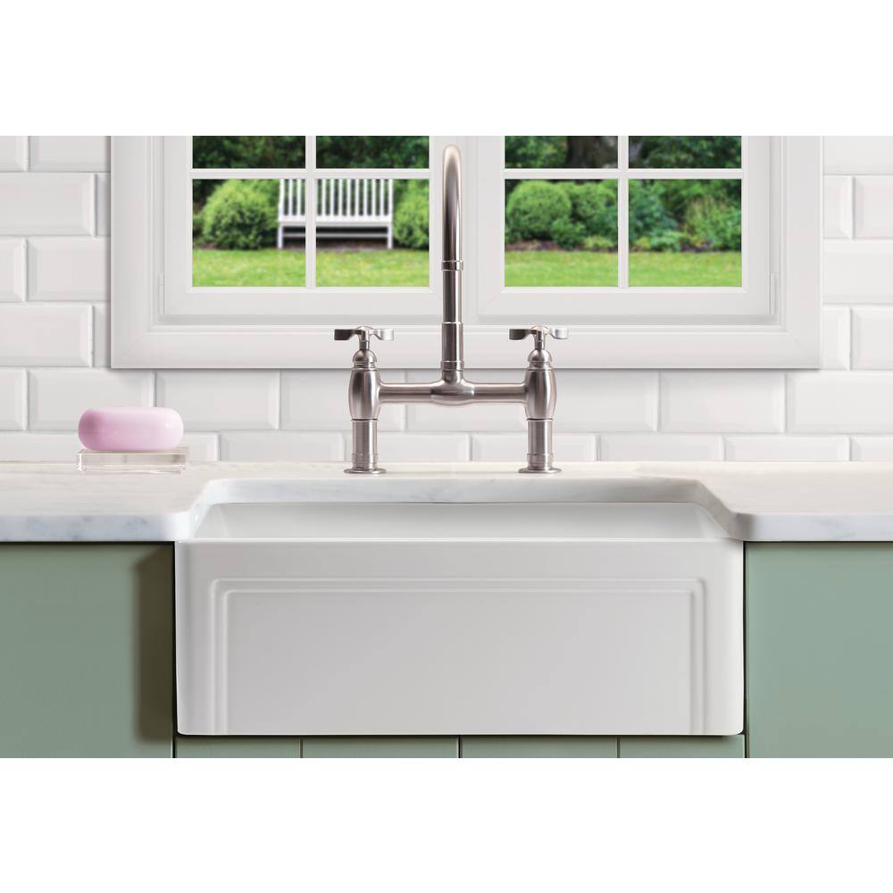 Empire Industries Olde London Farmhouse Fireclay 33 in. Single Bowl Kitchen Sink with Grid with Grid and Strainer OL33SG