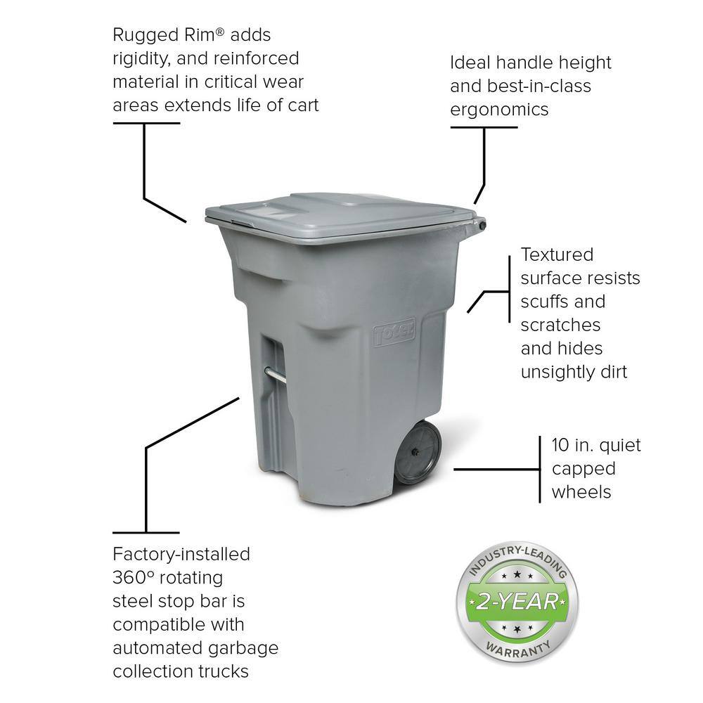 Toter 96 Gal. Blue Outdoor Commercial Trash Can with Quiet Wheels and Lid ANA96-00BLU