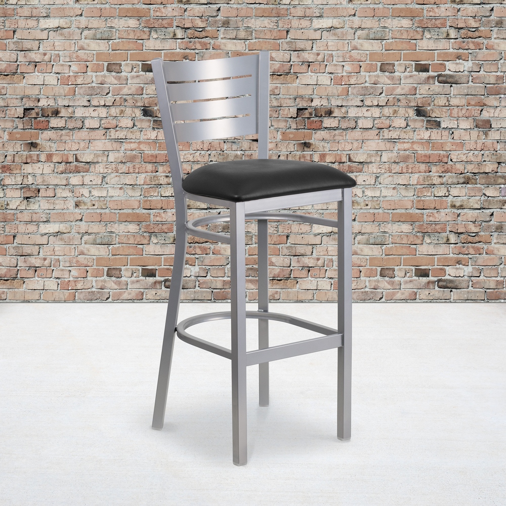 2 Pack Slat Back Metal Restaurant Barstool   16.5\