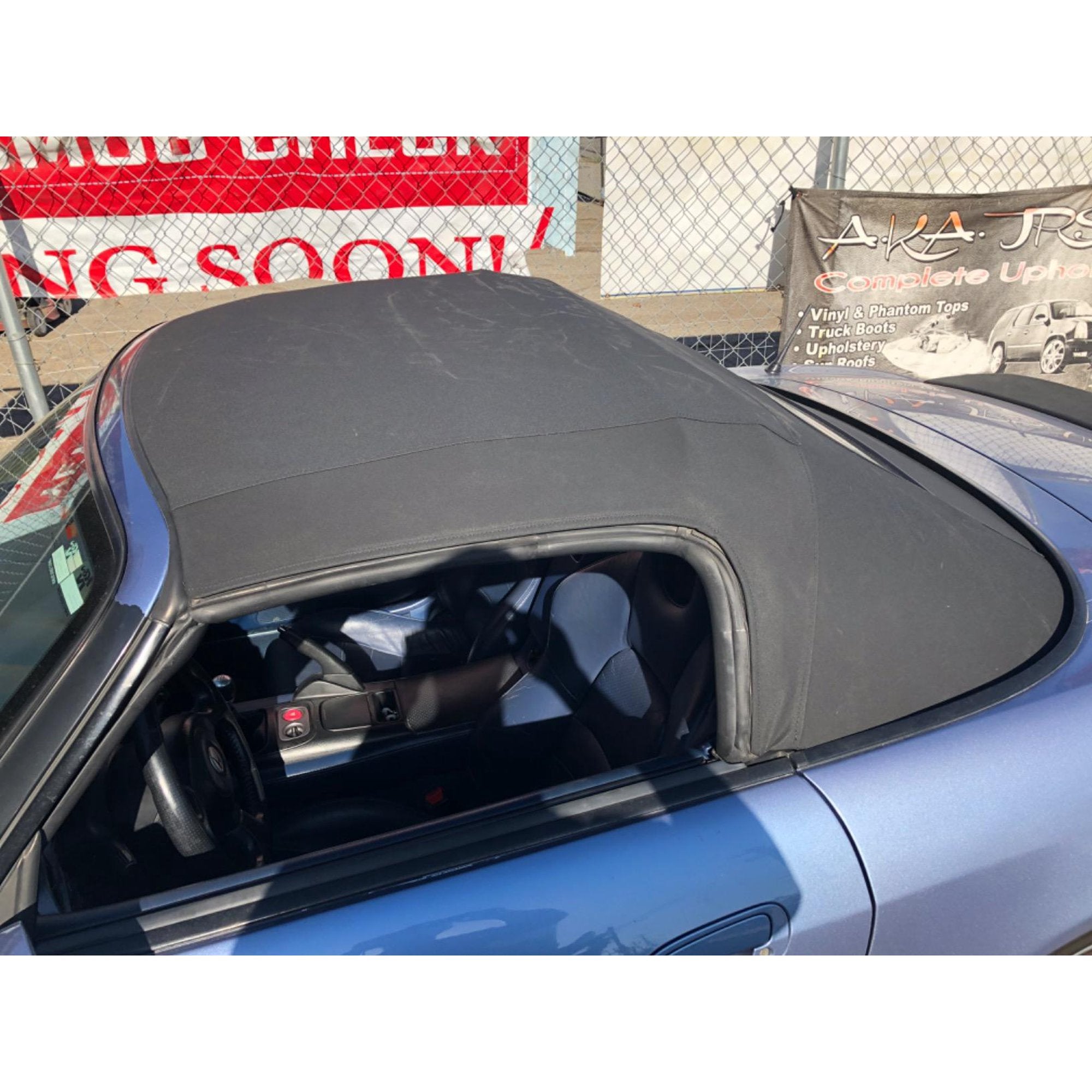 Kojem Convertible Top Soft Roof for 2002-2009 Honda S2000 Cabrio Sailcloth Vinyl Top + Heated Glass Window (Black and Clear)