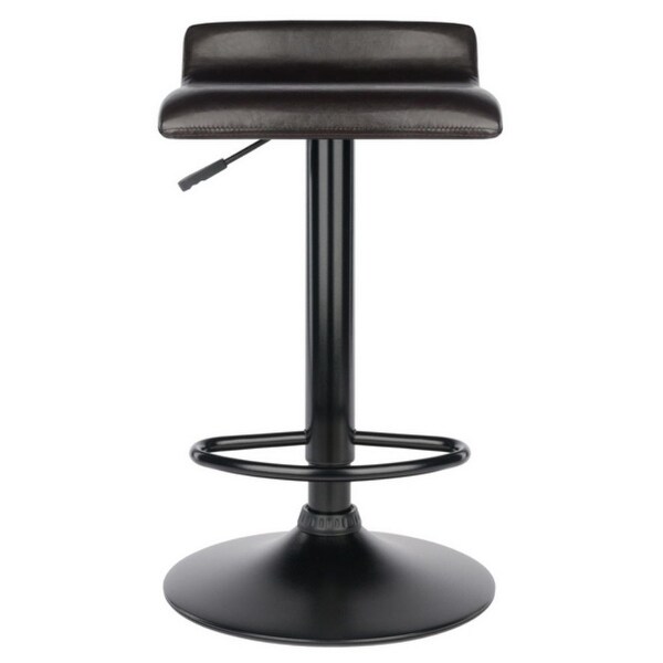 Paris 2-Pc Adjustable Swivel Stool Set， Black and Espresso - Espresso / Black - 15.16