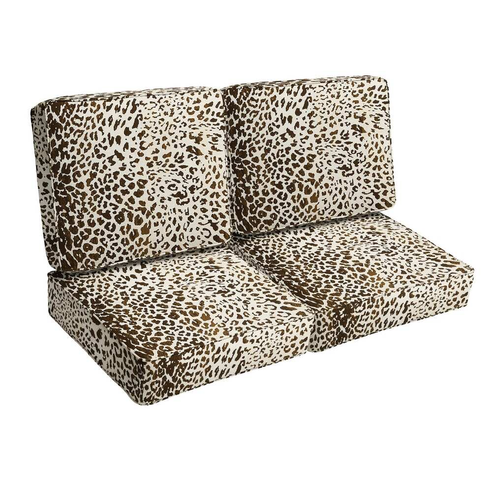 Sunbrella Leopard Print Indoor/ Outdoor Deep Seating Loveseat Cushion Set