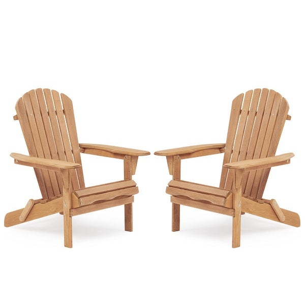 Wooden Outdoor Folding Adirondack Chair Set of 2 Wood Lounge Patio Chair for Garden