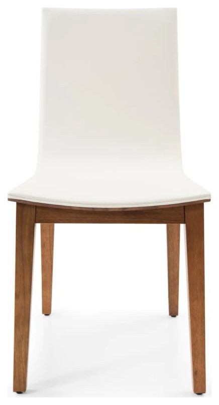 Eva Dining Chair  White Soft Polyurethane Cover  Light Walnut Frame   Midcentury   Dining Chairs   by Rustic Home Furniture Deco  Houzz