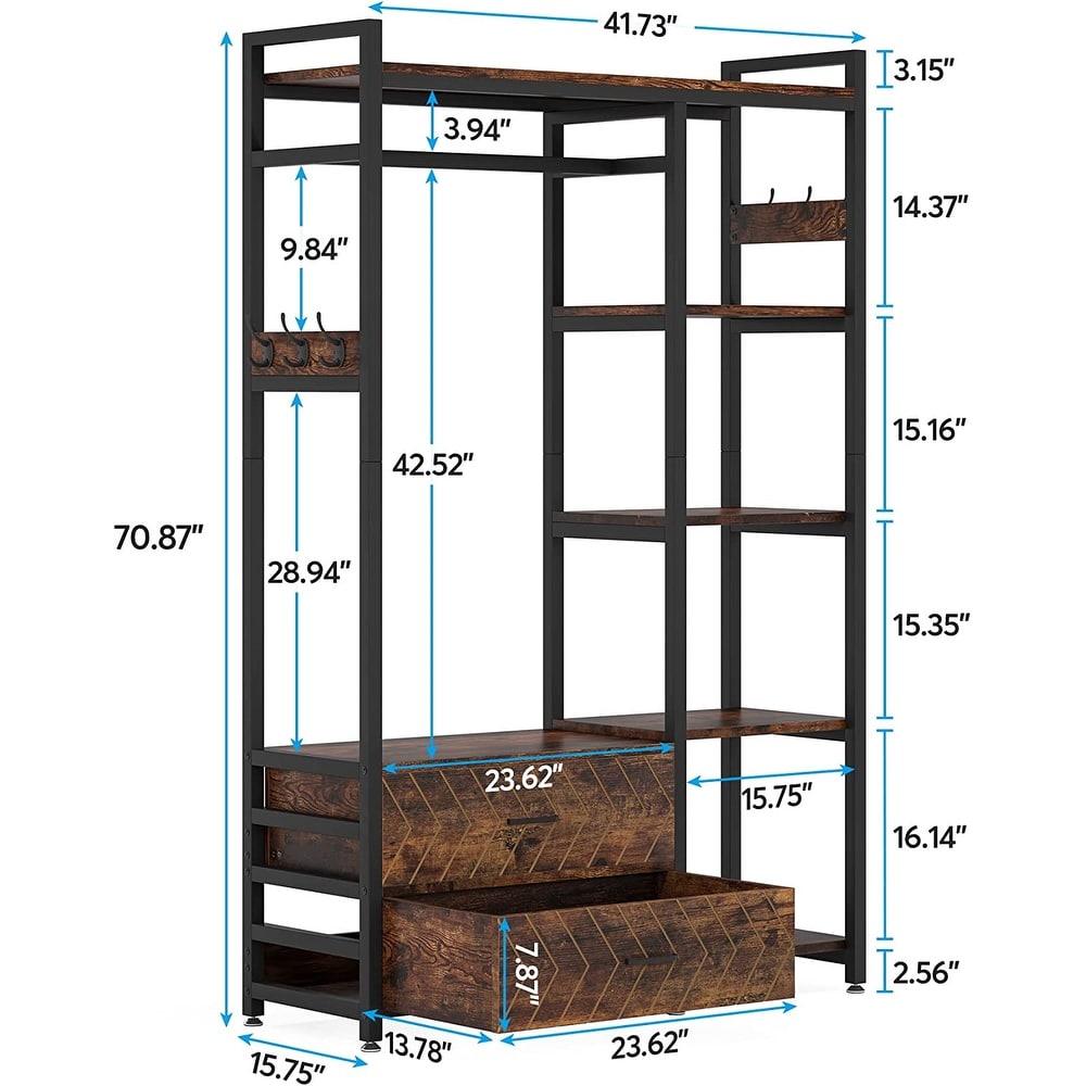 Freestanding Closet Organizer  Clothes Rack with Drawers and Shelves  Heavy Duty Garment Rack