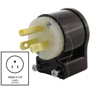 AC WORKS 15 Amp 125-Volt NEMA 5-15P 3-Prong All Angles Elbow Household Male Plug ASE515P