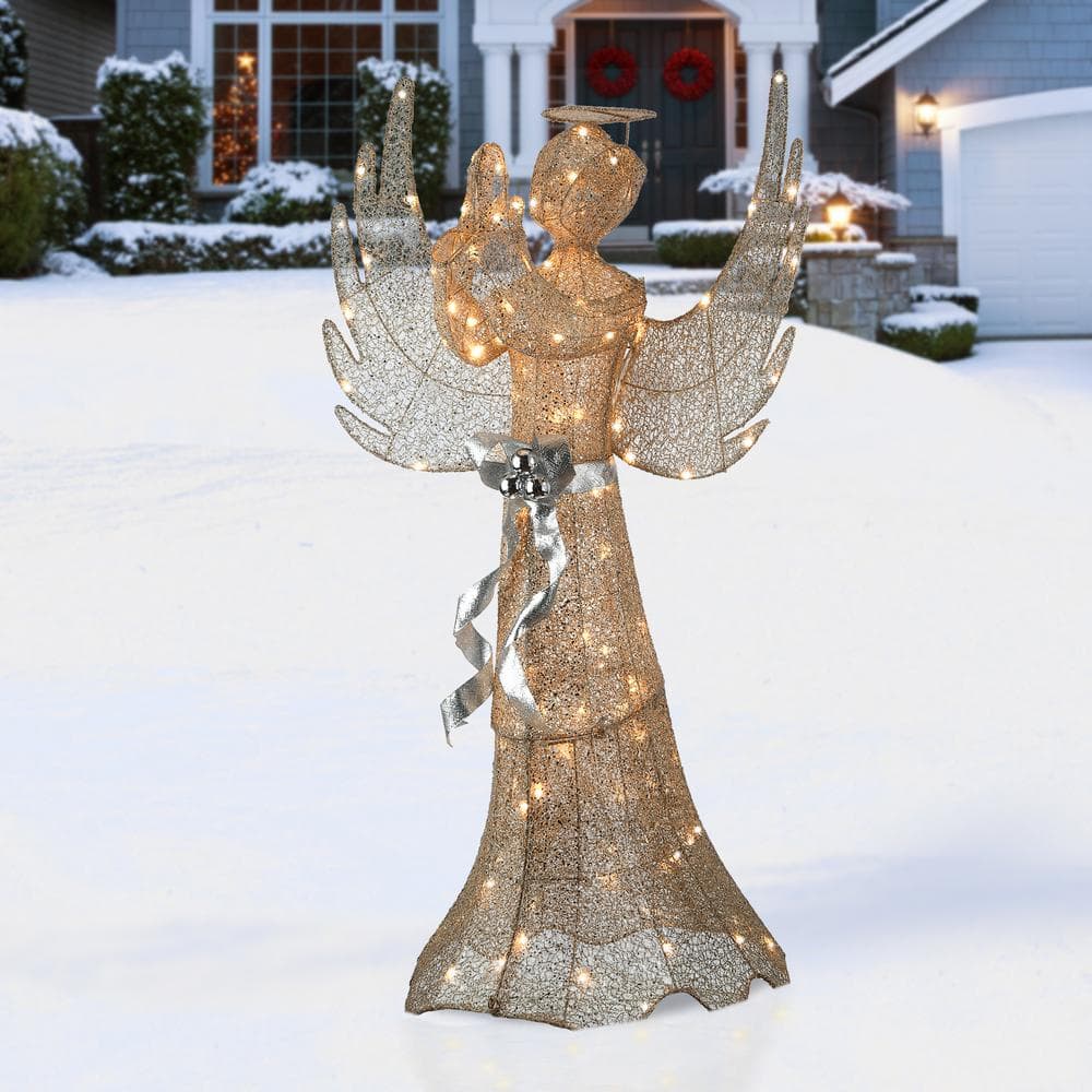  53 in. Champagne Gold Praying Angel with LED Lights MZ17-90302