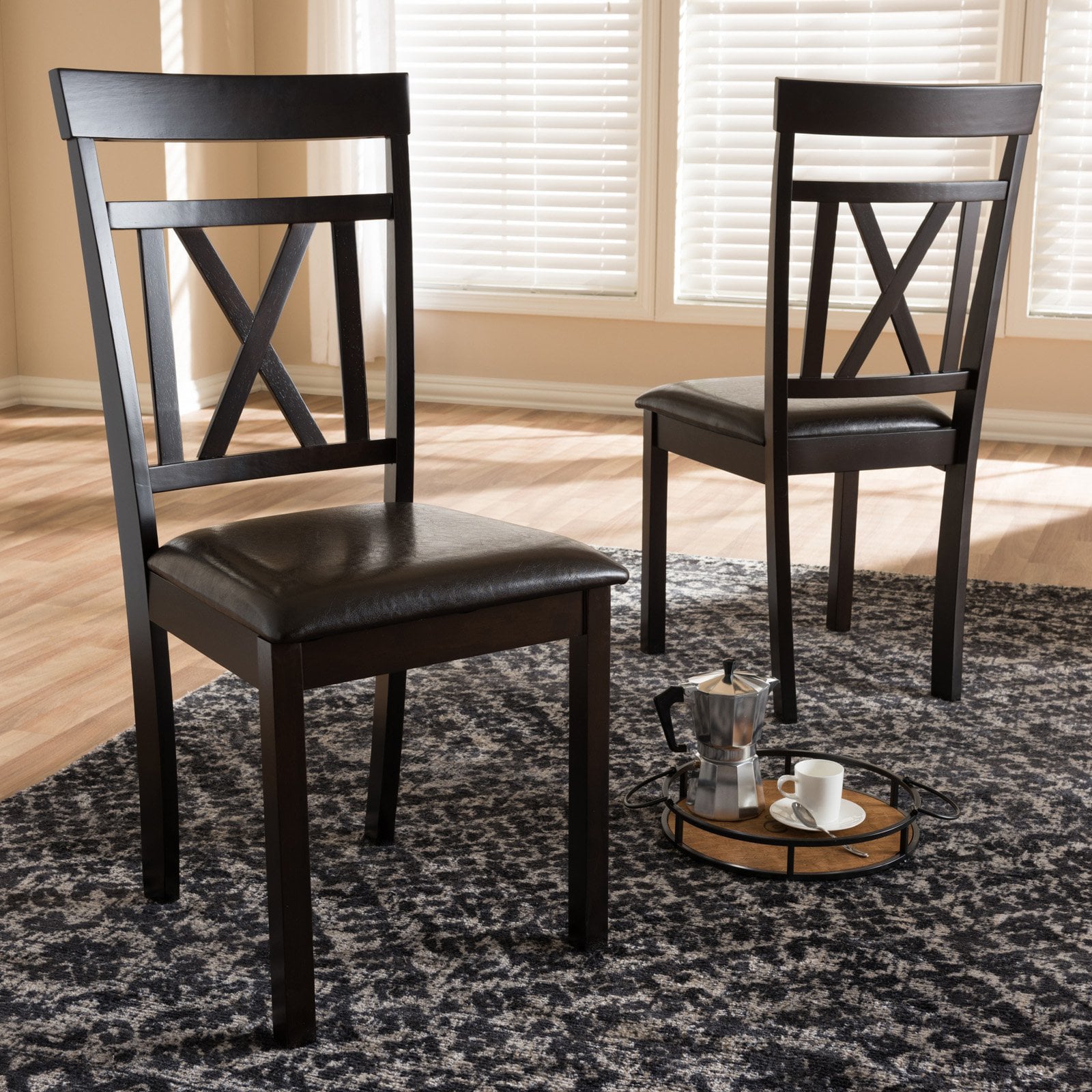 Baxton Studio Rosie Cross Back Dining Side Chair - Set of 2