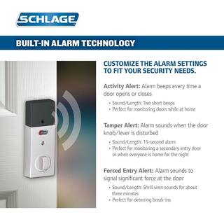 Schlage Century Satin Nickel Electronic Connect Touchscreen Deadbolt with Alarm - Z-Wave Plus Enabled BE469ZP V CEN 619