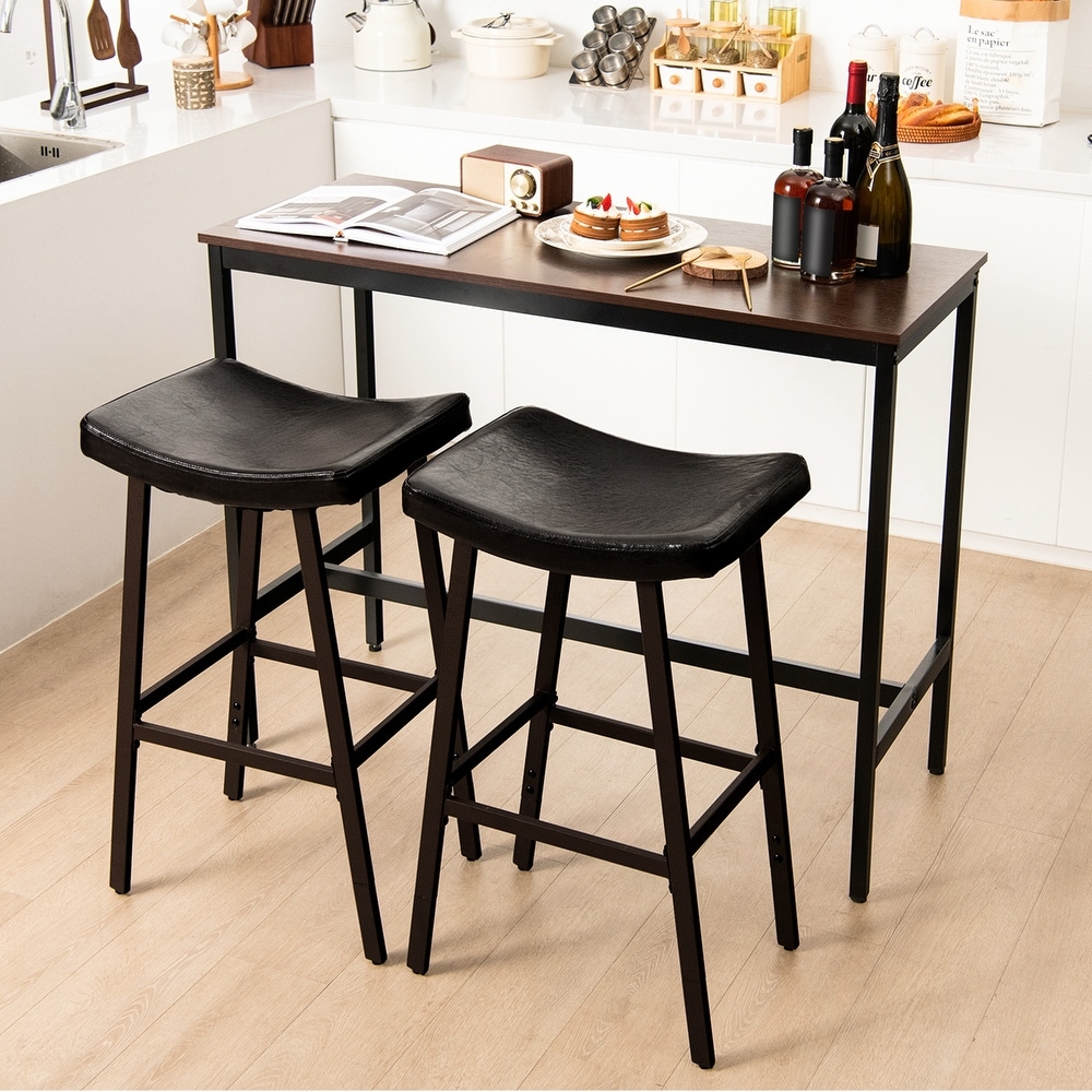 Costway Saddle Bar Stools Set of 2 Height Adjustable Upholstered   See Details