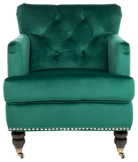 Leonard Tufted Club Chair  Emerald/Espresso   Eclectic   Armchairs And Accent Chairs   by Rustic Home Furniture Deco  Houzz