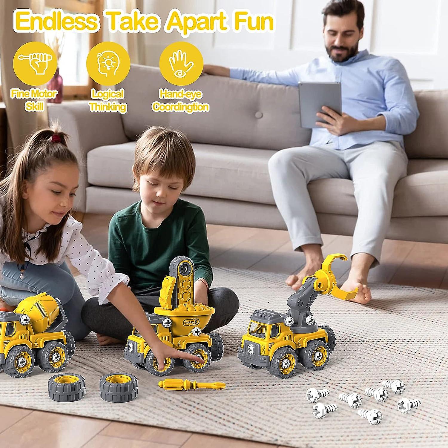 Diy 5-in-1 Combination Construction Vehicle， Toys For 5 Year Old， Educational Transform Into Robot Christmas Birthday Gifts For Kids Toys