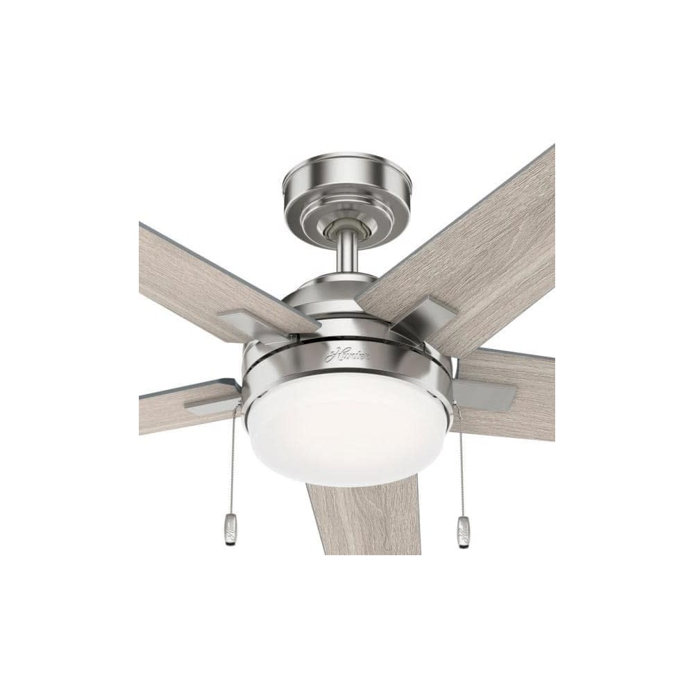 Hunter Barlett Ceiling Fan 52 Brushed Nickel Light Gray Oak