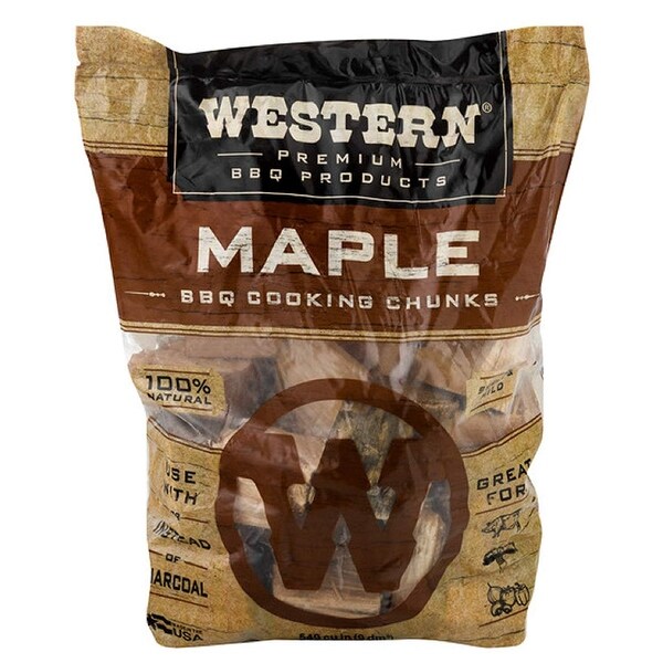 Western BBQ Maple Barbecue Flavor Wood Cooking Chunks for Grilling and Smoking - 8