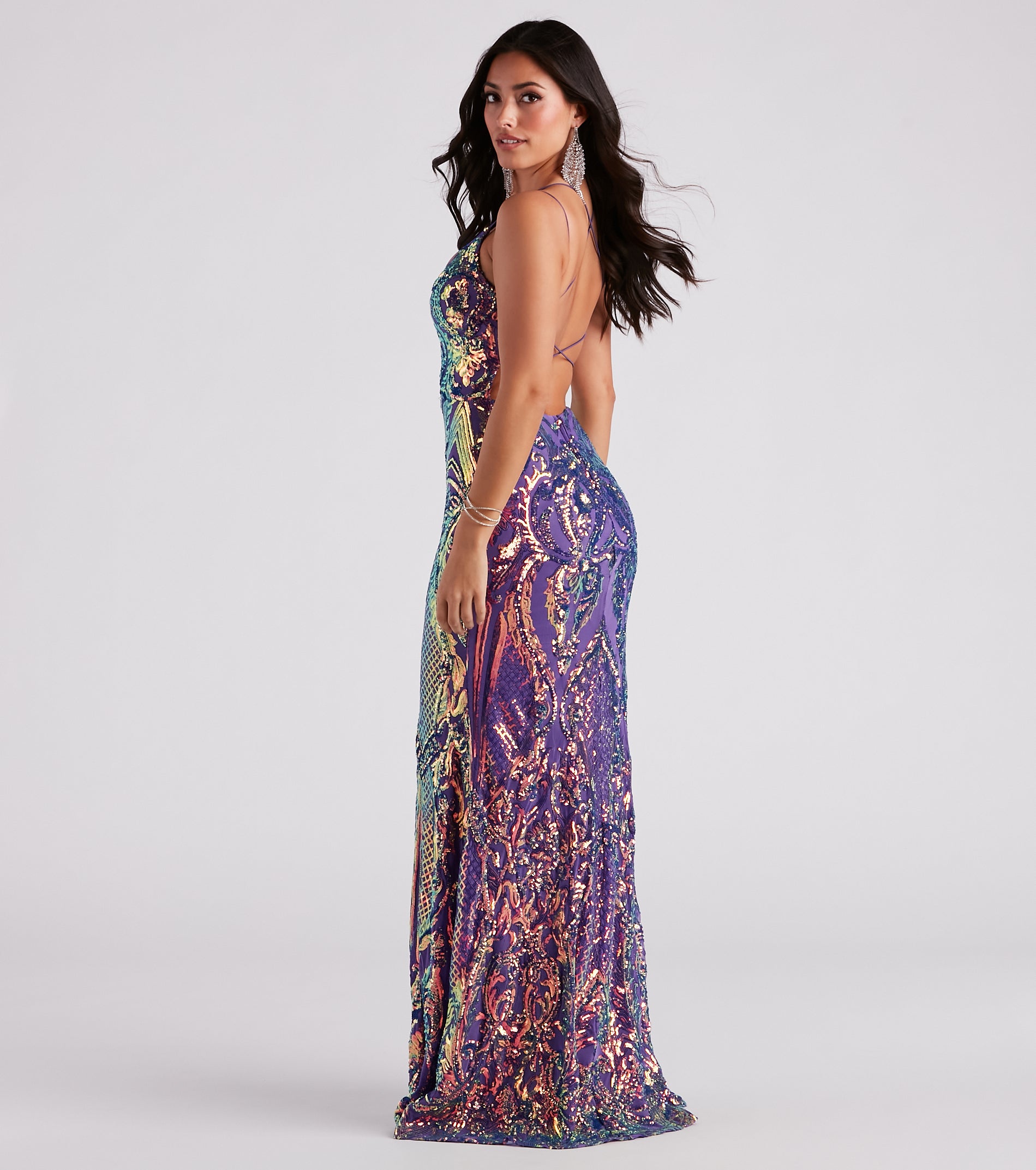 Tabetha Formal Sequin Strappy Mermaid Dress