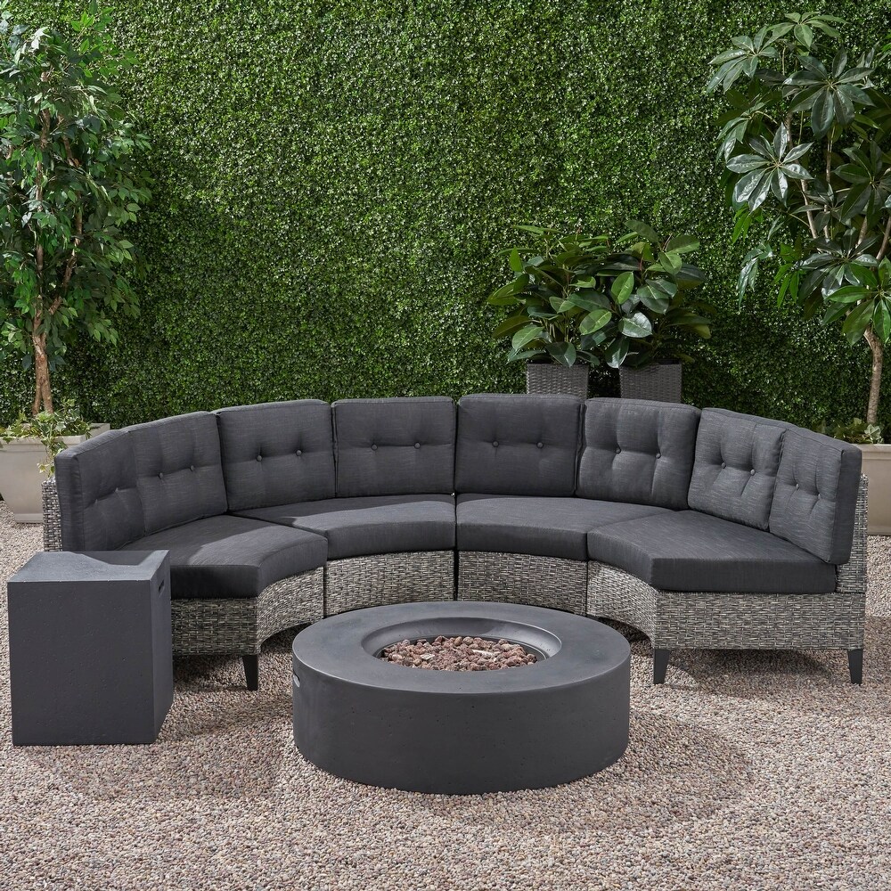 Navagio 6 piece Wicker Half Round Sofa Set by Christopher Knight Home