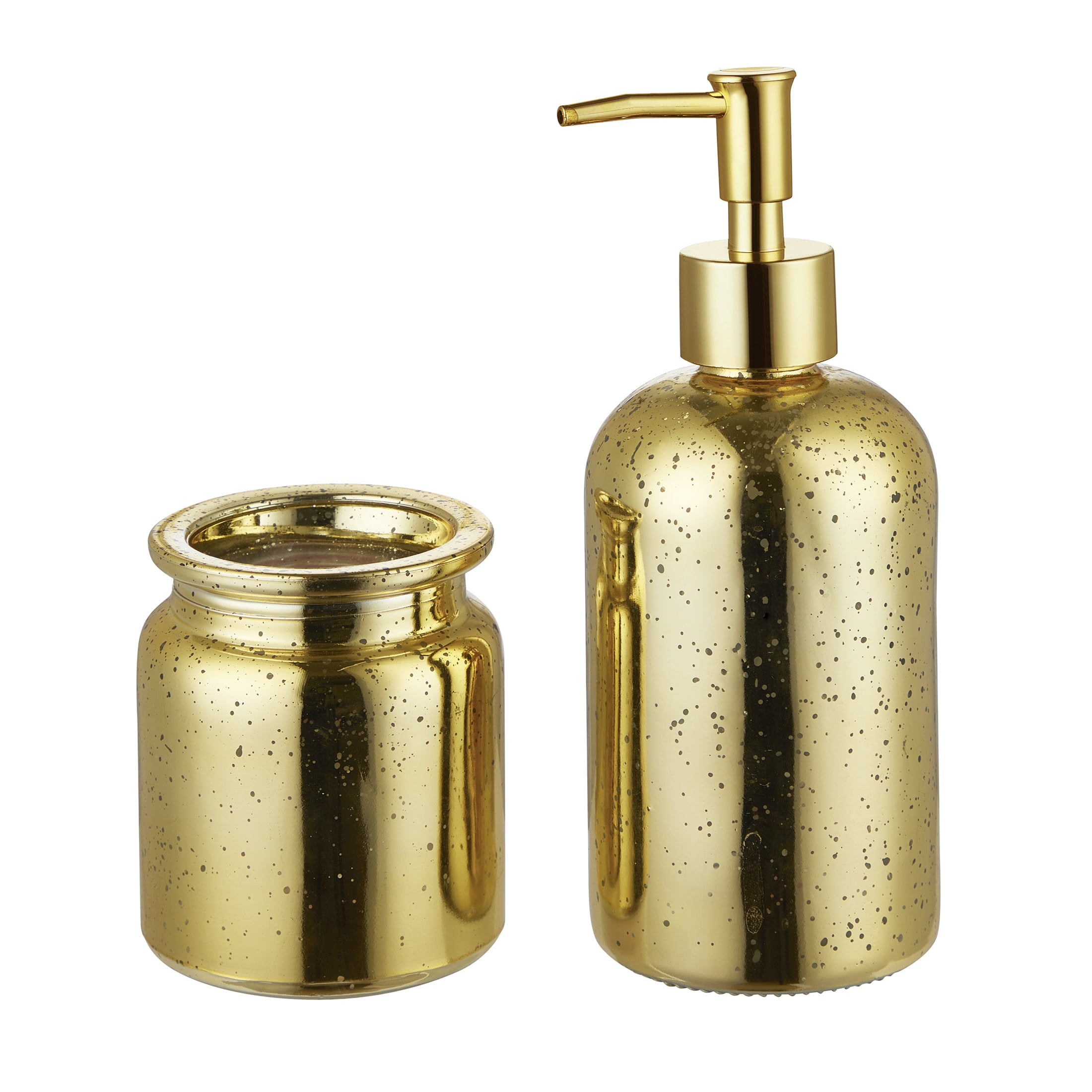 My Texas House 2-Piece Mercury Glass Bath Accessory Set， Gold