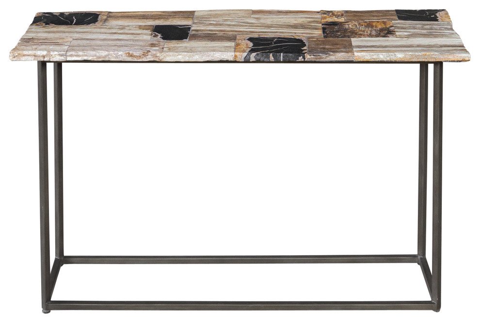 Uttermost 25498 Iya Petrified Wood Console Table   Industrial   Console Tables   by Lighting World Decorators  Houzz