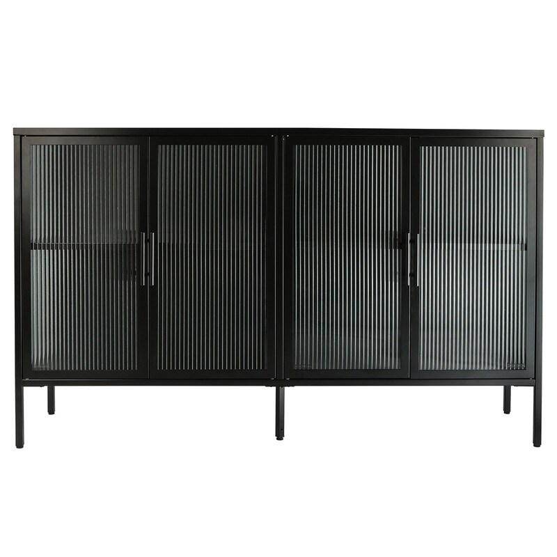 Elegant Storage Cabinet with Adjustable Shelves   Black