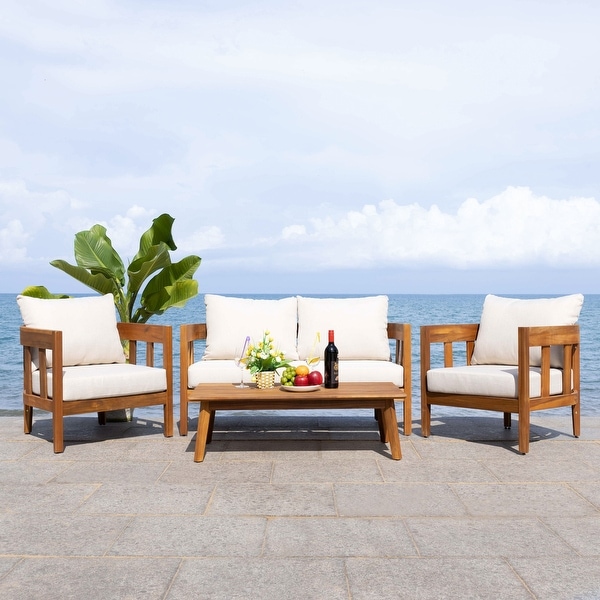 Safavieh Outdoor Living Owen 4 Pc Set / Natural/Taupe