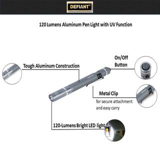 Defiant 120 Lumens Aluminum Pen Light with UV Function 90702