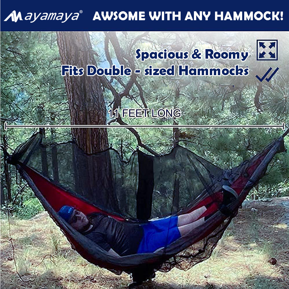 AYAMAYA Mosquito Net, Wide Room Hammock Bug Net,Breathable Mesh Net Equip with Hanging Bag & Lantern Hook,Ultralight Outdoor No-See-Um Spider Bug Nets for Hammocks