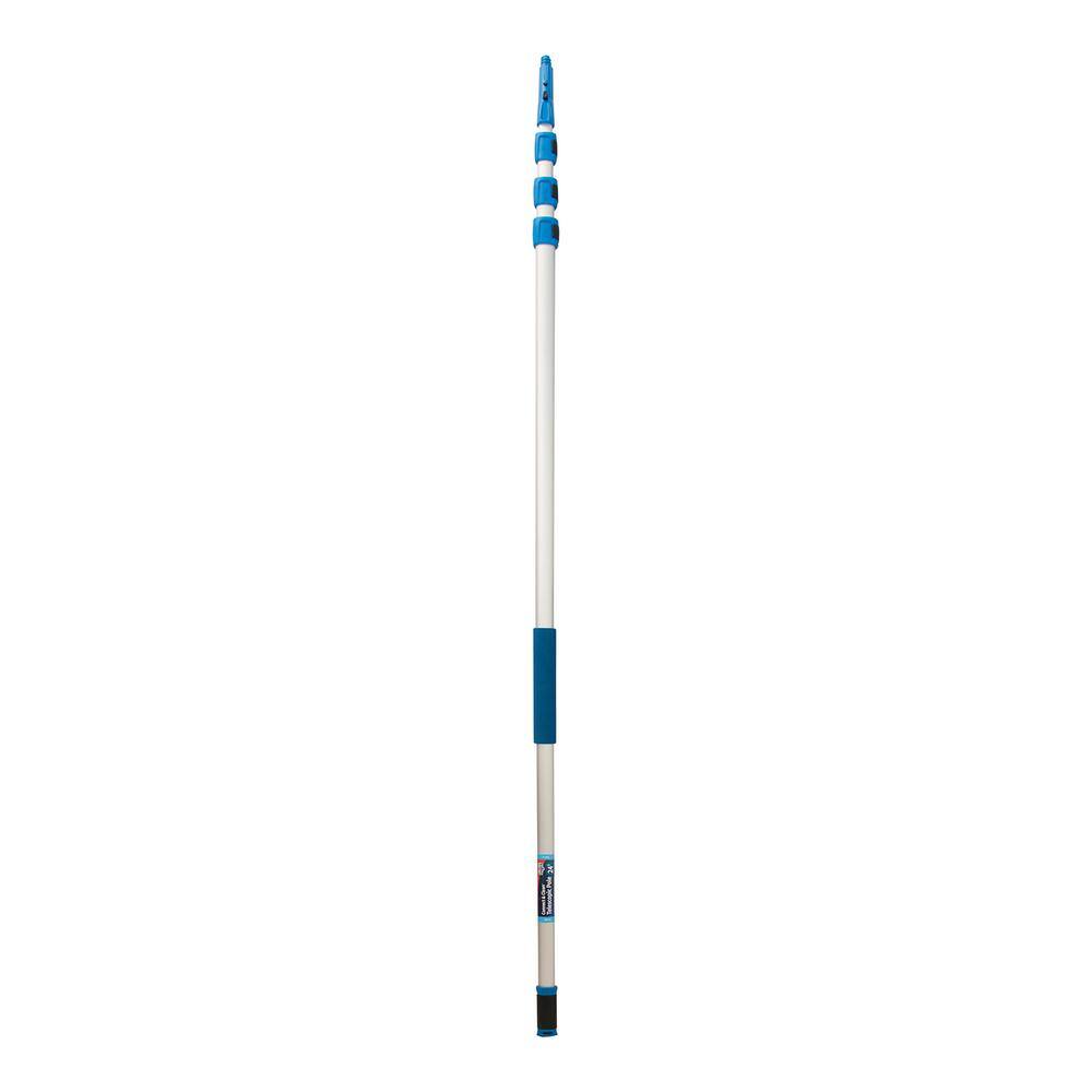 Unger 24 ft. Aluminum Telescoping Pole with Connect and Clean Locking Cone and Quick-Flip Clamps 972980