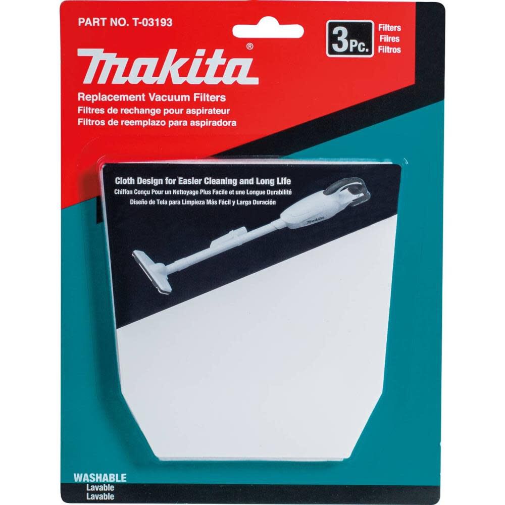 Makita Cloth Vacuum Filter 3/pk T-03193 from Makita