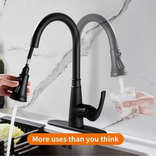 Zalerock Single Handle Pull Down Activation Pull Down Sprayer Kitchen Faucet with Deckplate Included and Touchless in Matte Black KC05T0133