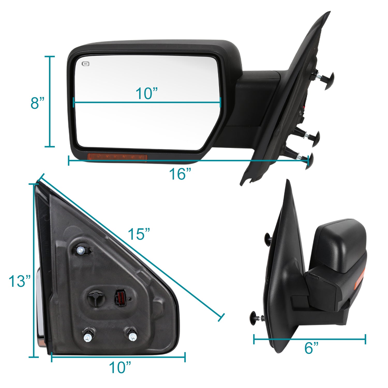 Spec-D Tuning Power+Heated w/LED Turn Signal+Puddle Lamp Left Driver Side Mirror Compatible with Ford F150 2007-2014