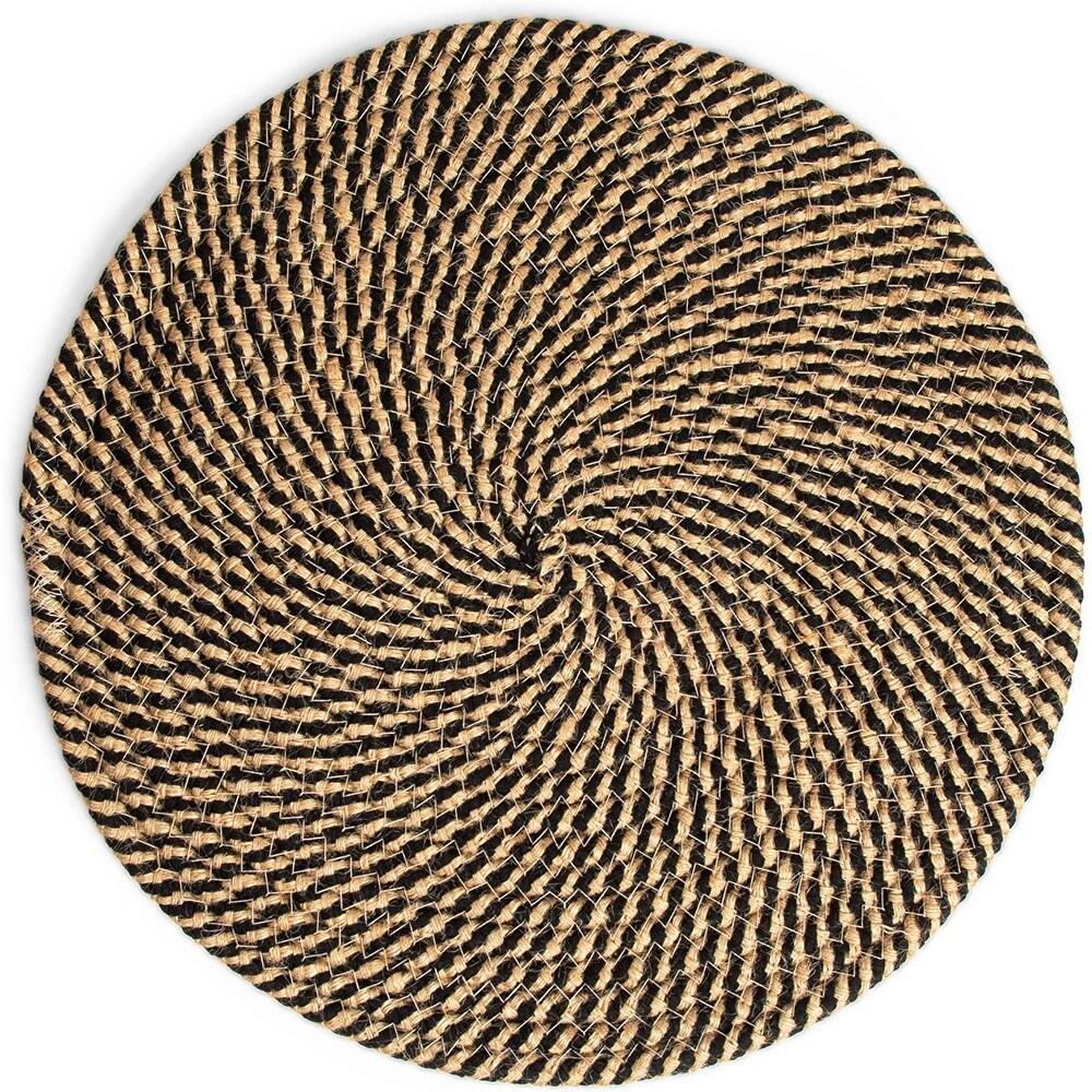 Indoor Outdoor Round Jute Placemats for Dining Table (13 Inches  4 Pack)