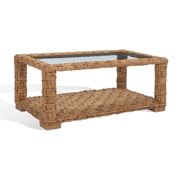 SAFAVIEH Couture Christi Tropical Coastal Boho Water Hyacinth Coffee Table - 44 in. W x 24 in. D x 18 in. H