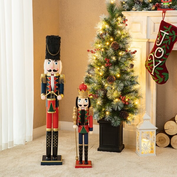 Glitzhome 36inch Wooden Christmas King/Drummer Nutcracker