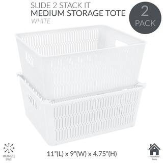 SIMPLIFY 4.72 in. H x 9.06 in. W x 11.02 in. D White Plastic Cube Storage Bin 2-Pack 25930-WHITE