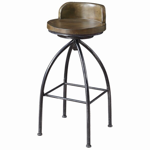 Industrial Design Wood Seat and Metal Base Swivel Bar Stool