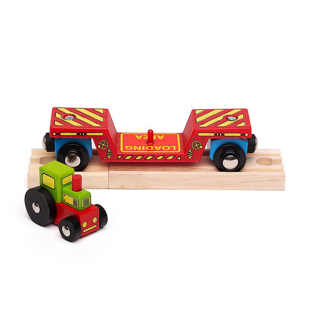 Bigjigs Rail Wooden Tractor Low Loader Engine Locomotive Train Railway