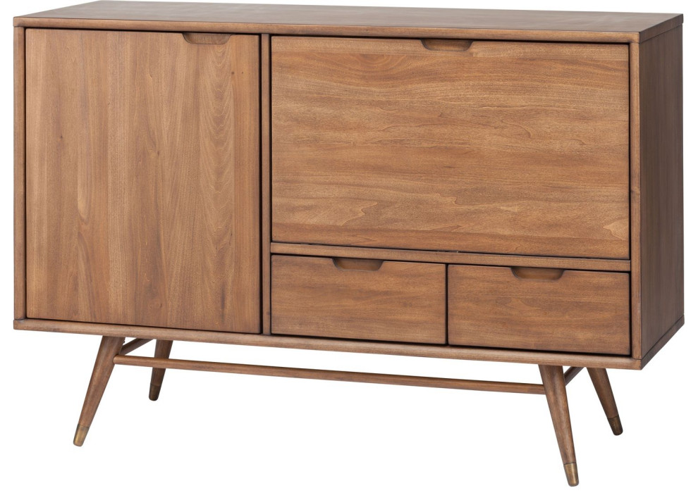 Nuevo Furniture Janek Media Unit Cabinet in Walnut   Midcentury   Entertainment Centers And Tv Stands   by Unlimited Furniture Group  Houzz