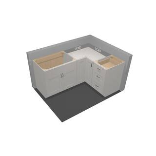 Hampton Bay Shaker 28.5 in. W x 16.5 in. D x x 34.5 in. D x in Dove Gray Assembled Lazy Susan Corner Base Kitchen Cabinet KBLS36-SDV