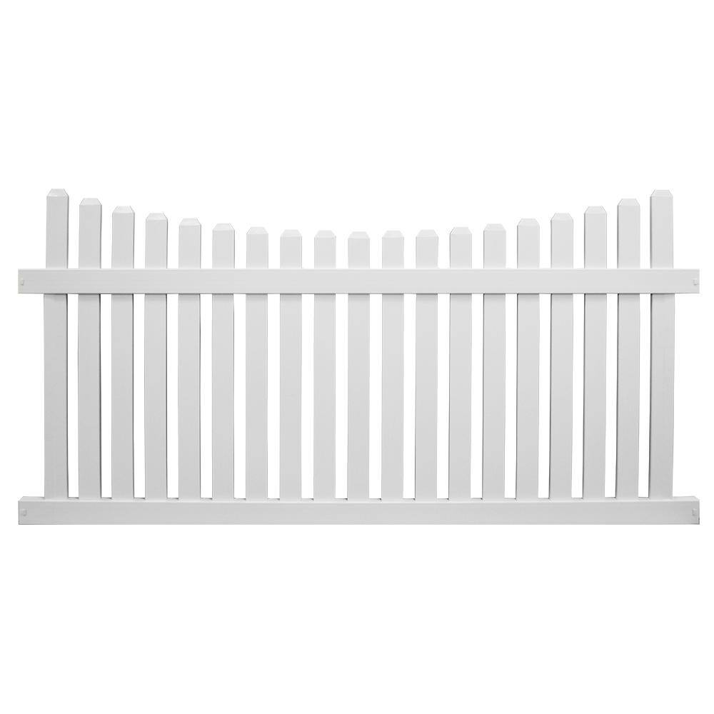 Weatherables Richmond 5 ft. H x 8 ft. W White Vinyl Picket Fence Panel Kit PWPI-3NRSC-5X8