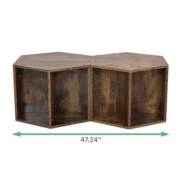 Hexagonal Coffee Table Side Table Nightstand Burmese Sumac 2PCS