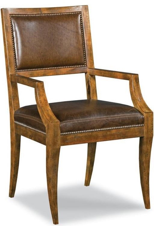 Dining Arm Chair Woodbridge Brompton Brown Leather Wood Brass Nail   Dining Chairs   by EuroLuxHome  Houzz