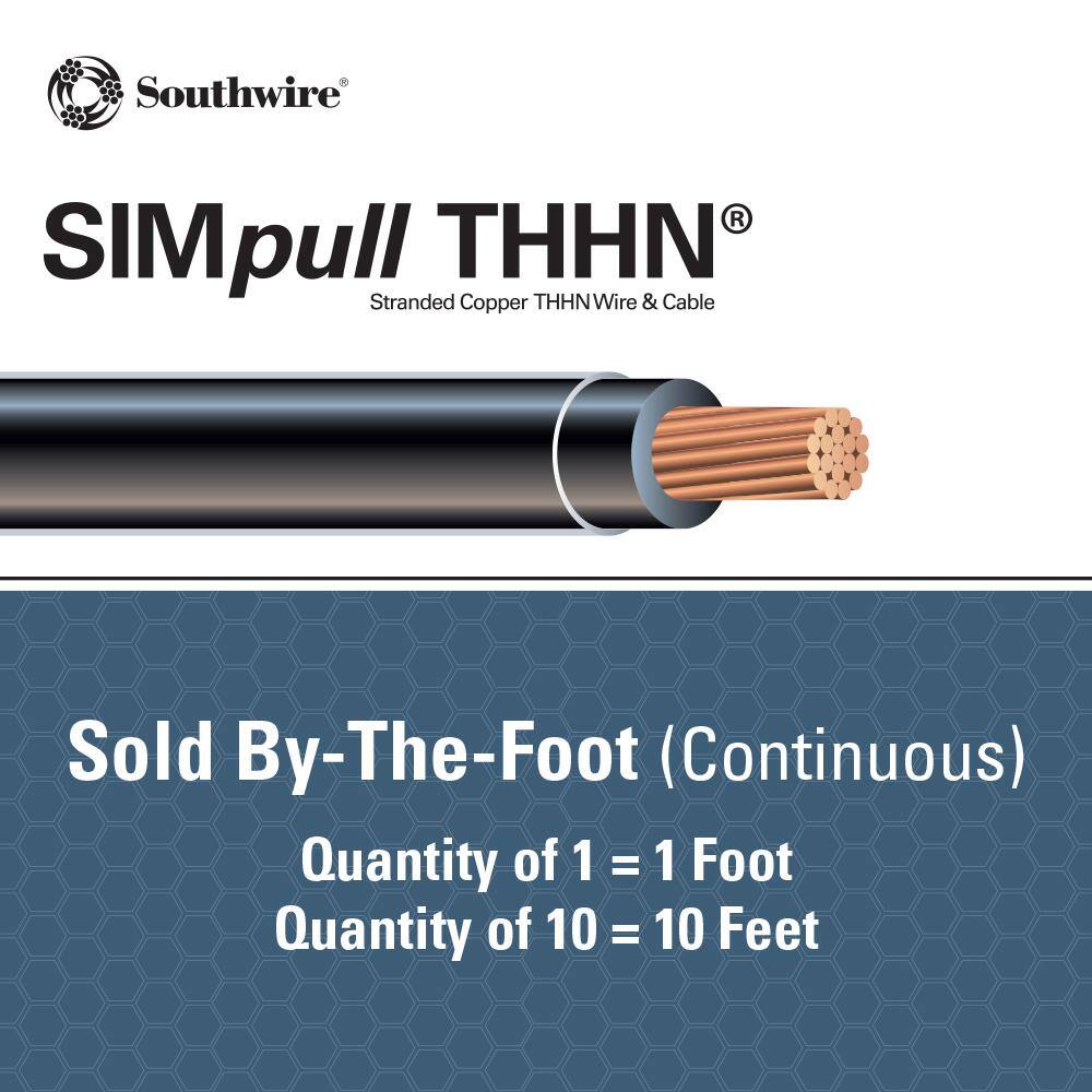 Southwire (By-the-Foot) 3 Black Stranded CU SIMpull THHN Wire 24346999