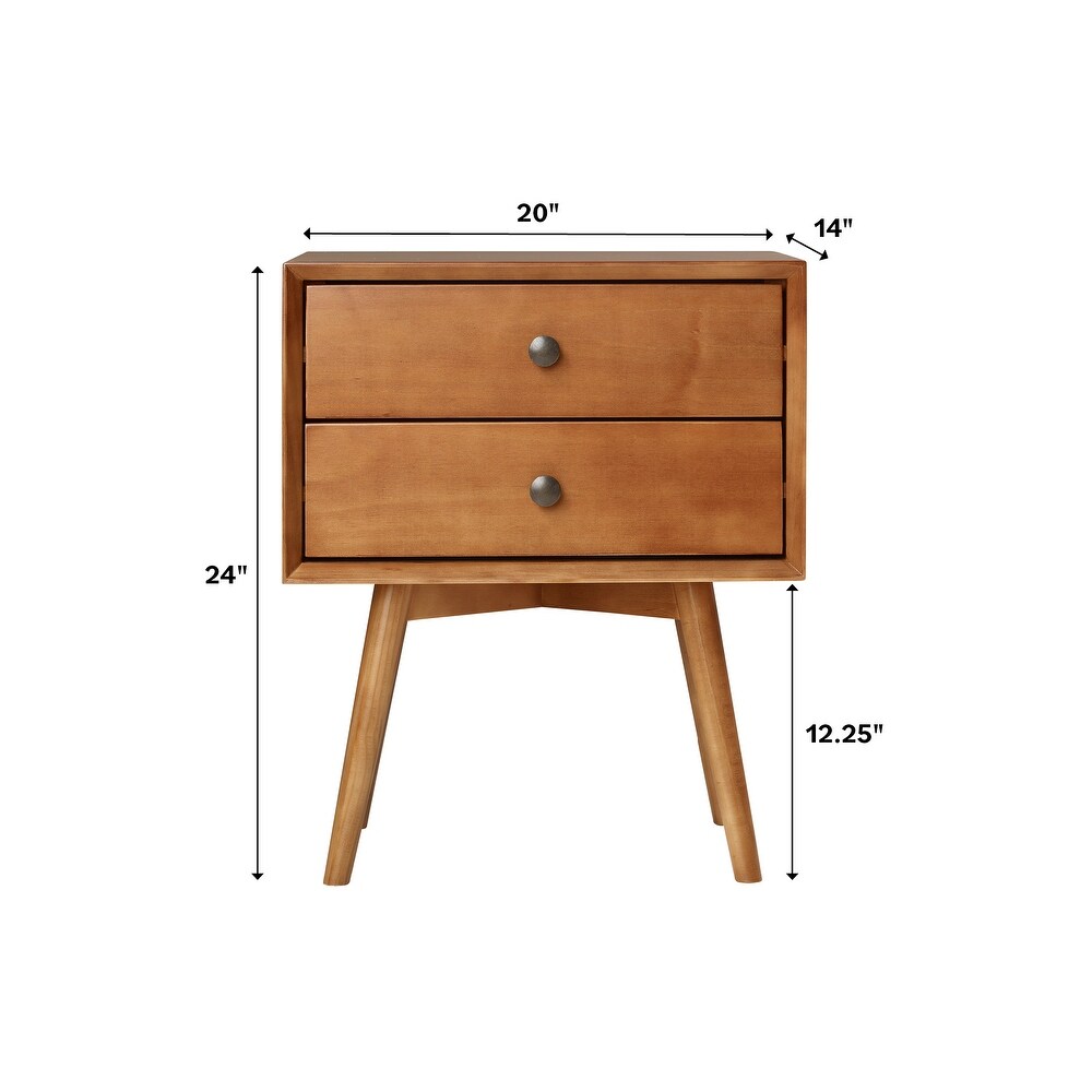 Middlebrook Mid century Modern Solid Wood 2 drawer Nightstand