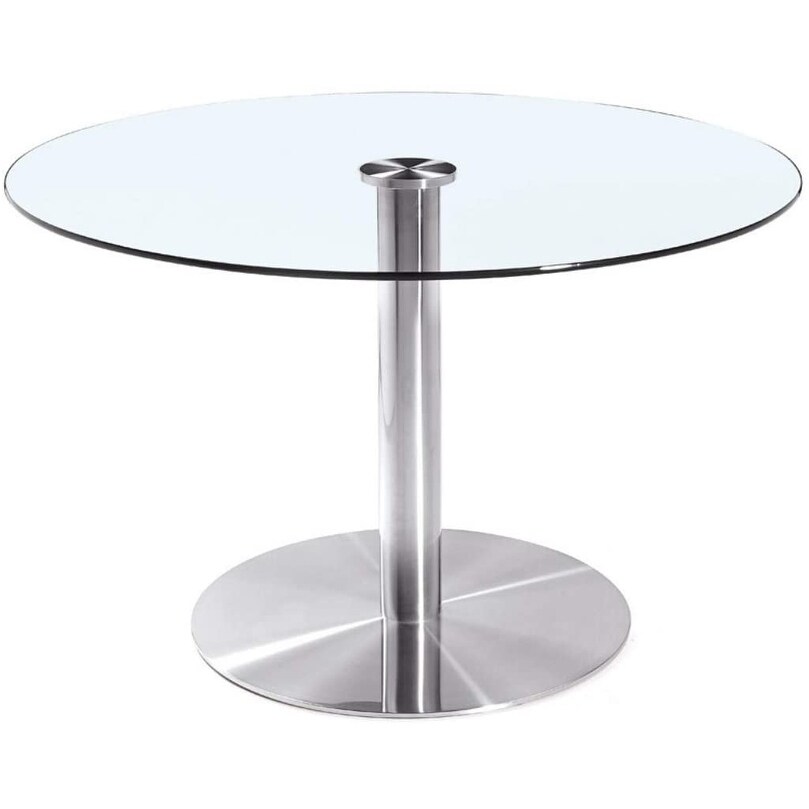 Round Dining table 36'' with metal pedestal and glass top   Glass Dining Table 36\