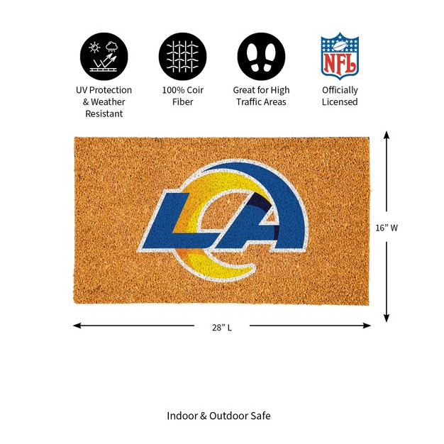 Evergreennfllos Angeles Rams Logo Natural Coir 28 X 16 Inches Indoor Outdoor Doormat