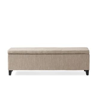 Noble House Glouser Sand Fabric Storage Bench 9974