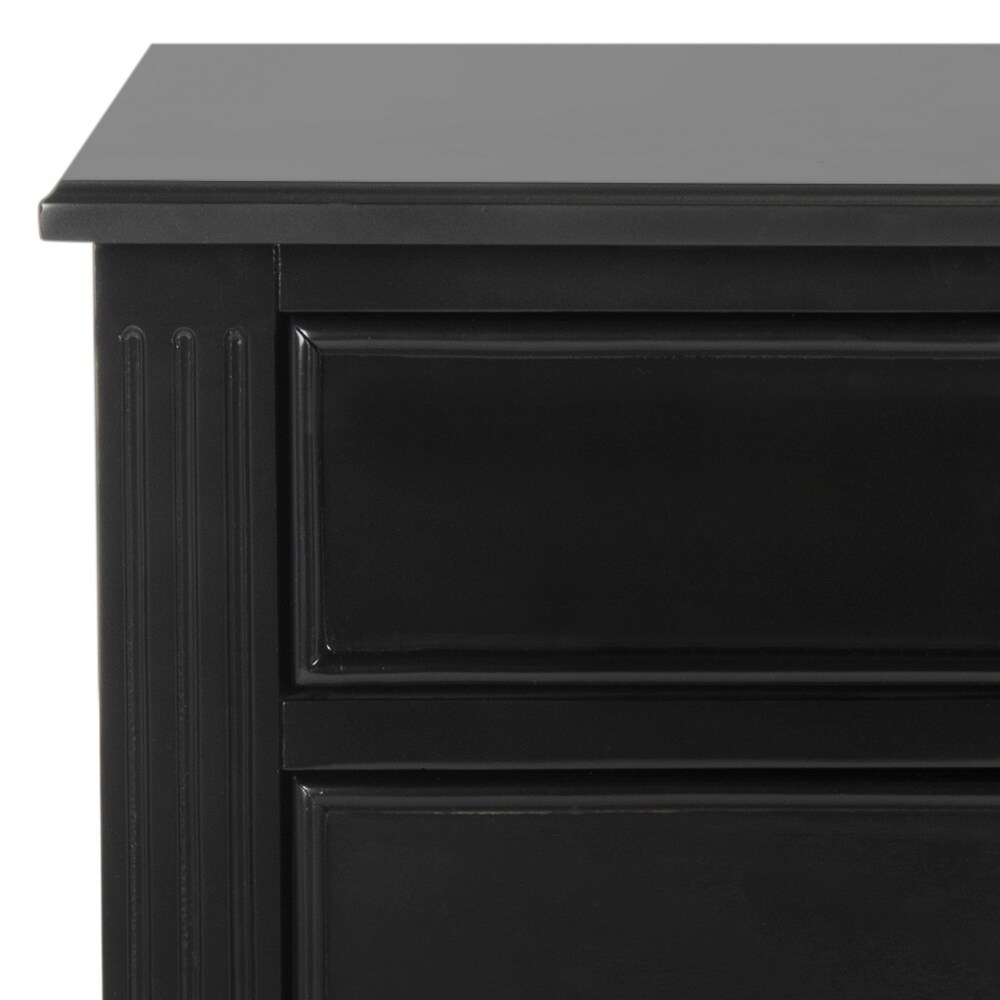 SAFAVIEH Kira Three Drawer Black / Black Night Stand