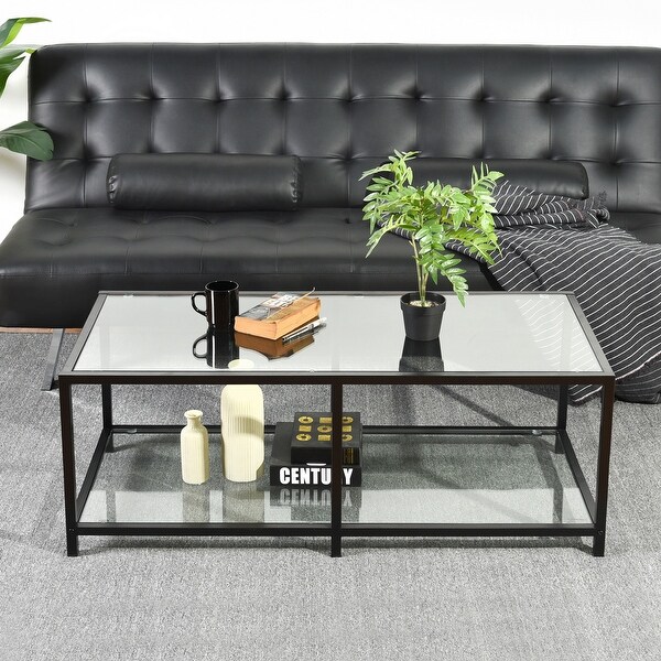 Homylin Justin Clear Glass Coffee Table