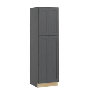 Home Decorators Collection 24x84x21 in. Newport Onyx Gray Shaker Assembled Plywood Stock Vanity Linen Cabinet with 4 Soft Close Doors VLC242184-NDO