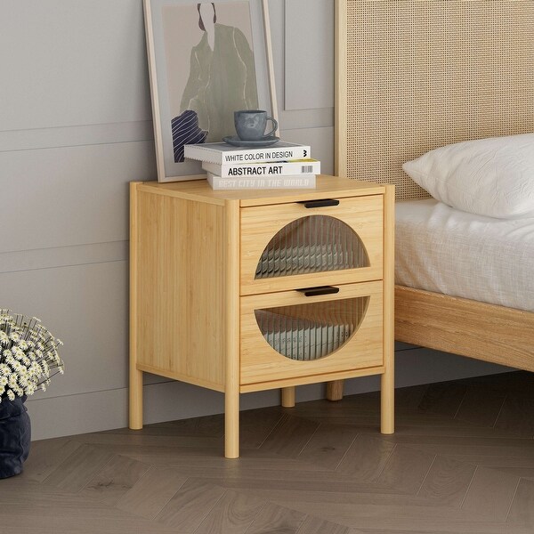 Mid Century Modern 2 Drawer Nightstand - - 37961965